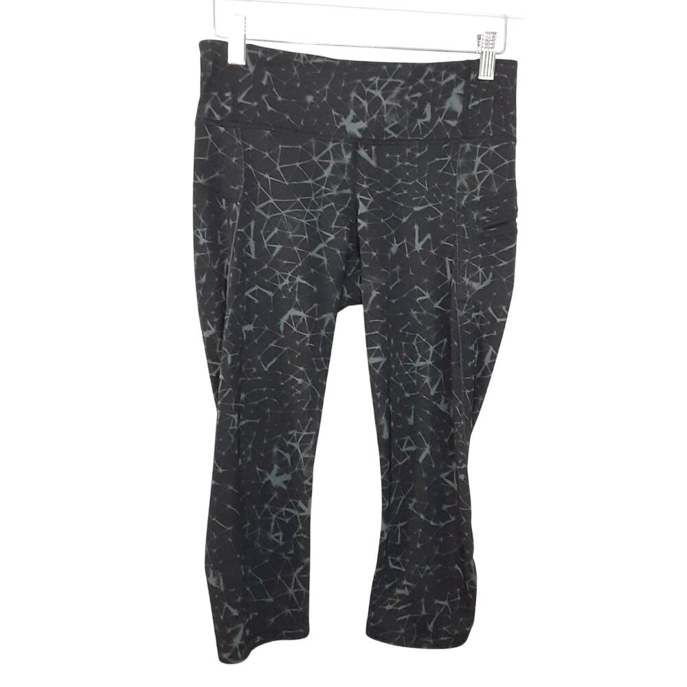 Lululemon Wunder Under Crop Leggings Geometric Gray Womens 4 Low Rise Capri
